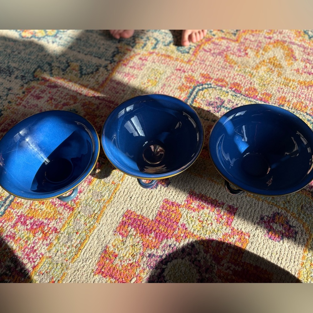 Set of 3 Williams-Sonoma Cobalt Blue Nesting Soup & Cereal Bowls with Handles